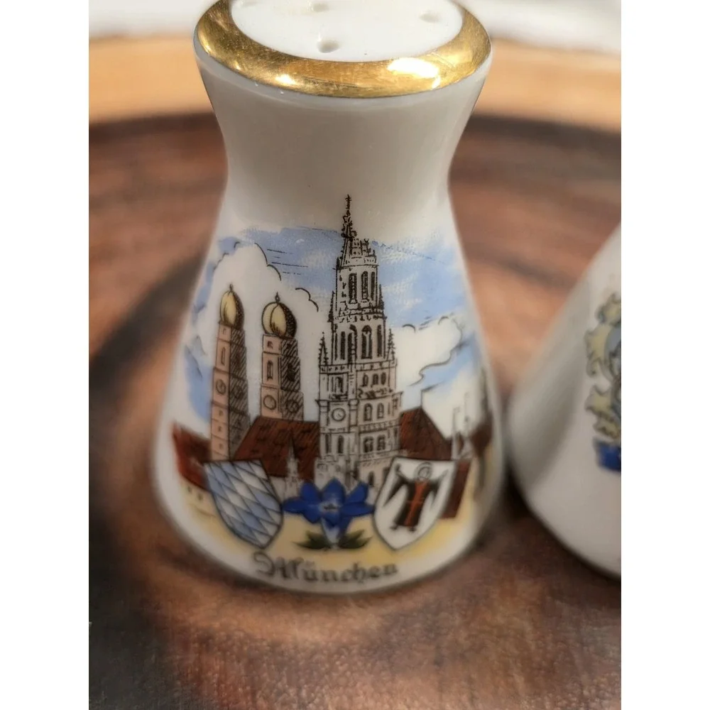 Vintage Porcelain German Beer Stein Salt and Pepper Shaker Set